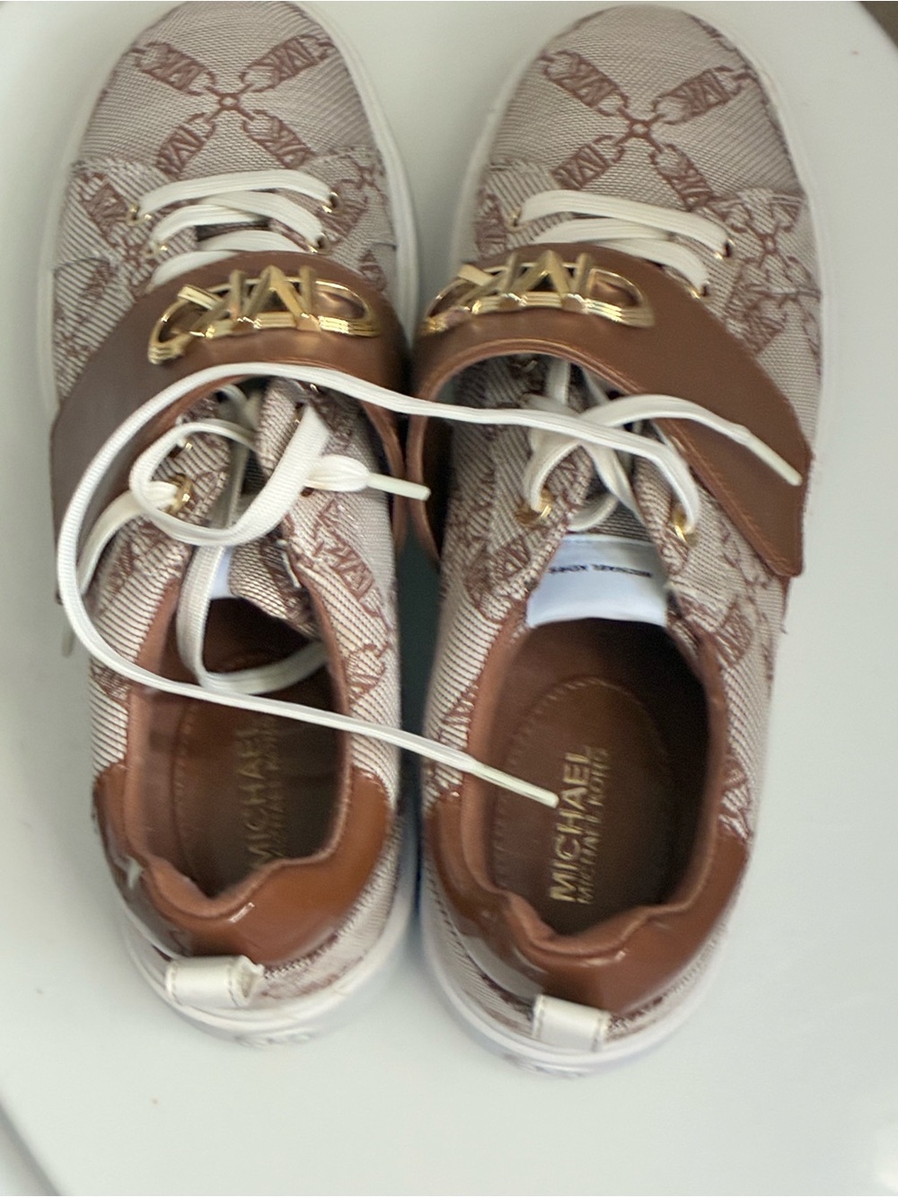 Michael Kors Brown & Rose Gold Logo-Accent Women’s Sneakers